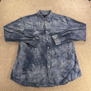 Express Men's Blue Tie-Dye Button Down Shirt